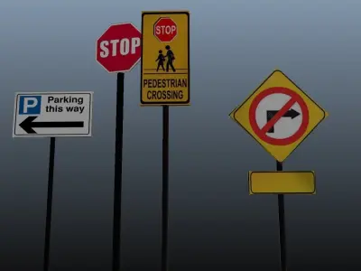 Street Sign Low-poly 3D model