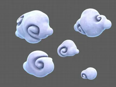 Clouds cartoon V04 Low-poly 3D model