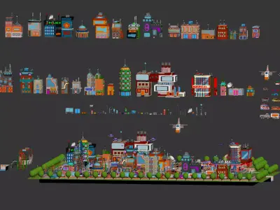Sci-Fi city cartoon 3D model