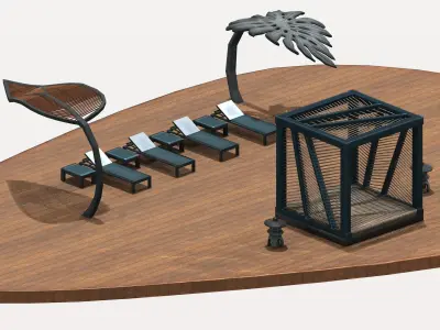 Poolside design  Low-poly 3D model