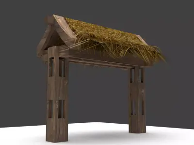 Gate with thetched Roof 3D model