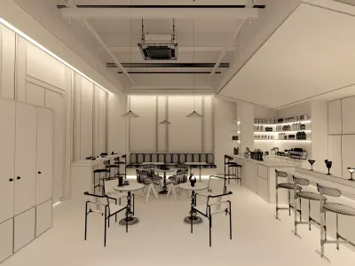 coffee shop Low-poly 3D model