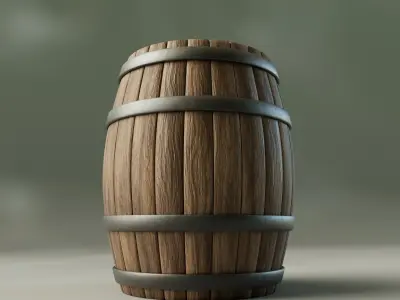 Wooden Barrel 3D model 8