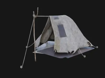 POST APO IMPROVISED TENT SHELTER CAMP BUSH SURVIVAL COLLECTION Low-poly 3D model