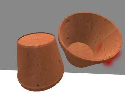 flowerpot two wooden bowls with light in middle 3D model