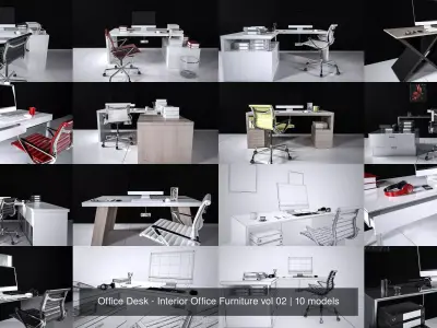 Office Desk - Interior Office Furniture vol 02 3D Model Pack