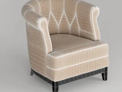 Natural Fabric Arm Chair Low-poly 3D model