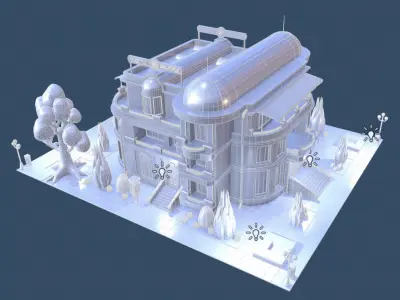 Model STYLIZED BUILDING - Hotel 4 3D model