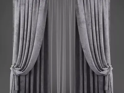 Curtains508 curtain with two bows Low-poly 3D model