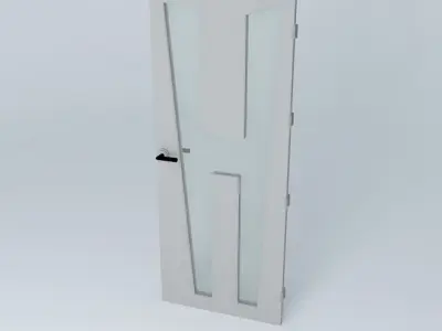 Letter H 3D door very detail with glass lock and hinger Free 3D model