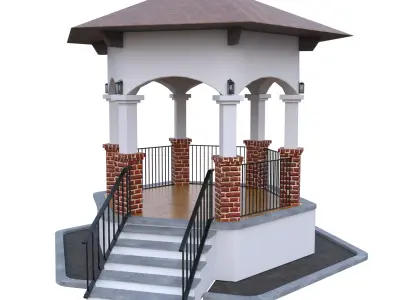 Classic Town Gazebo Pavilion   PBR 3D Model Blender Cycles 4K Low-poly 3D model