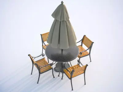 Basic four chairs in the middle of the street 3D model