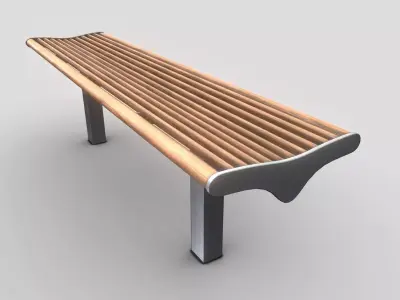 Bench 5 Low-Poly Wood Steel Mixed Version Low-poly 3D model