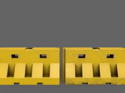 PBR Traffic Barrier Yellow Low-poly 3D model