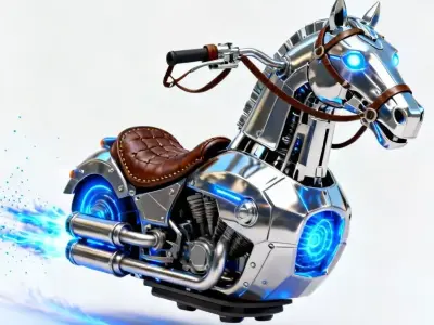 Chrome Mustang Hover-Bike 3D Model Low-poly 3D model