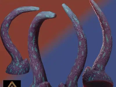 Long Alien Tentacle Rigged Low-poly 3D model