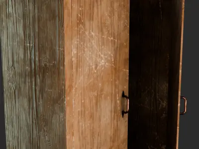 Old Wooden Wardrobe - Stylized Game Prop Low-poly 3D model