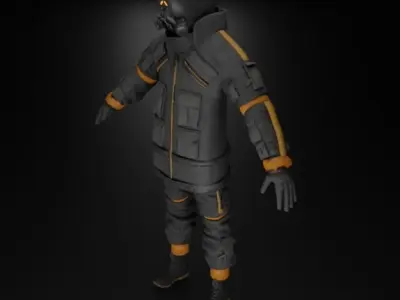 Cyberpunk Character Street Wear Low-poly 3D model