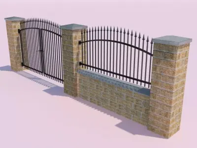 Forging Fence and Gate Low-poly 3D model