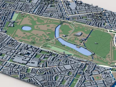 Kensington Gardens London Royal Park Italian Gardens  3D model