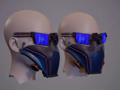 Sci fi Glasses Goggles and Mask 3 Low-poly 3D model