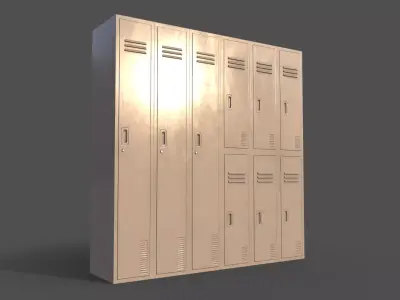 PBR School Gym Locker 06 - White Low-poly 3D model