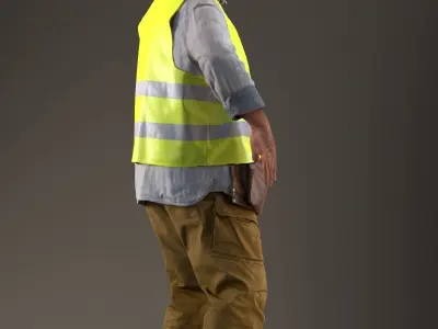 Rigged 3D construction worker Low-poly 3D model