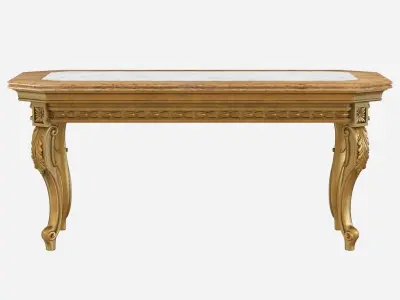 French Century Transitional Giltwood and Marble Coffee  3D model