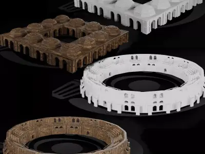Medieval Arena and Trade Center Set 01 R 3D Model Pack