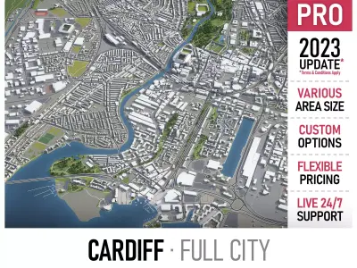 Cardiff  Low-poly 3D model