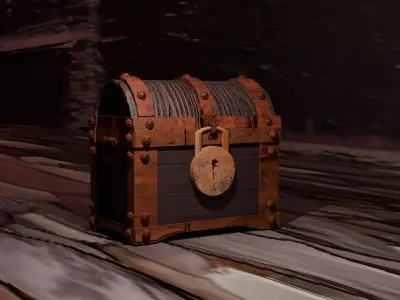 Ancient Rusted Treasure Chest Free 3D model