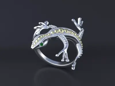 Lizard Ring 3D print or CNC model 3D print model
