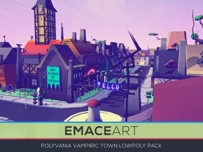 FREE PolyVania Vampiric Town LowPoly Unity Pack Free low-poly 3D model
