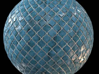 6 Teal Tile PBR Material Vol2-Sbsar Texture