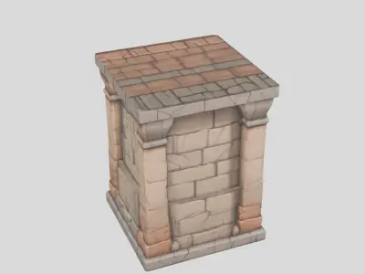 Stone Pillar Wall Block Low-poly 3D model
