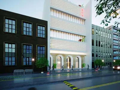 3d model Modern Three-Story Building Islamic Geometric Patterns Low-poly 3D model