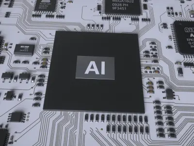 Electronic chip circuit board 3D model