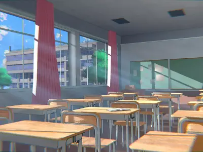 Anime Classroom 3D model
