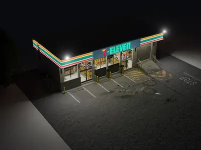 7 eleven convenience store Low-poly 3D model