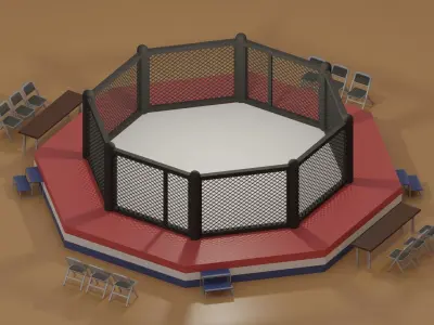 Cartoon UFC Octagon Ring 3D model
