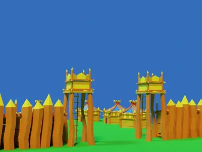 Medieval buildings pack Free low-poly 3D model