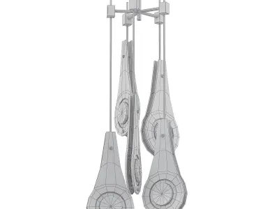 Bellano L four light chandelier in brass and clear glass 3D model