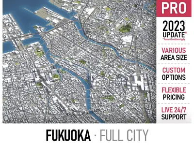 Fukuoka Low-poly 3D model