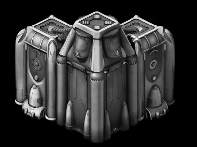 Space Station - City Wall Corner 01 3D model