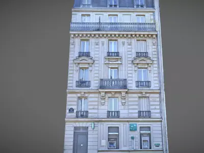 Paris building facade 01 Low-poly 3D model