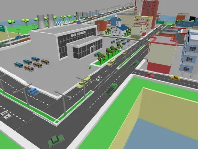 Low Poly mini City 3D model