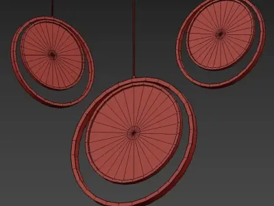 BROOKLYN three gold and circles hanging from string 3D model