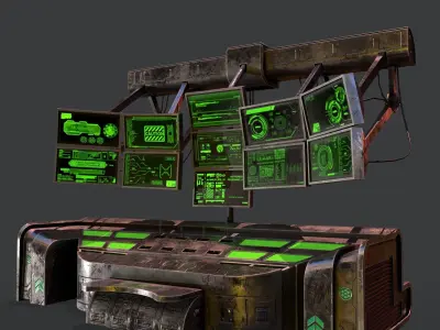 Sci-Fi Consolo Computer Base 6  Low-poly 3D model