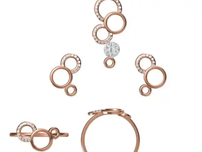 Light wt Ring Earrings Pendant set 3dm stl 1-render details 3D print model