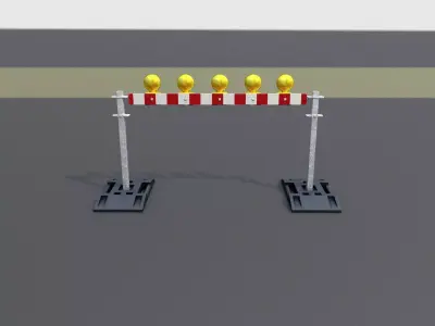 Construction Barrier 5 with warning lights 600-32 100x1600mm Low-poly 3D model